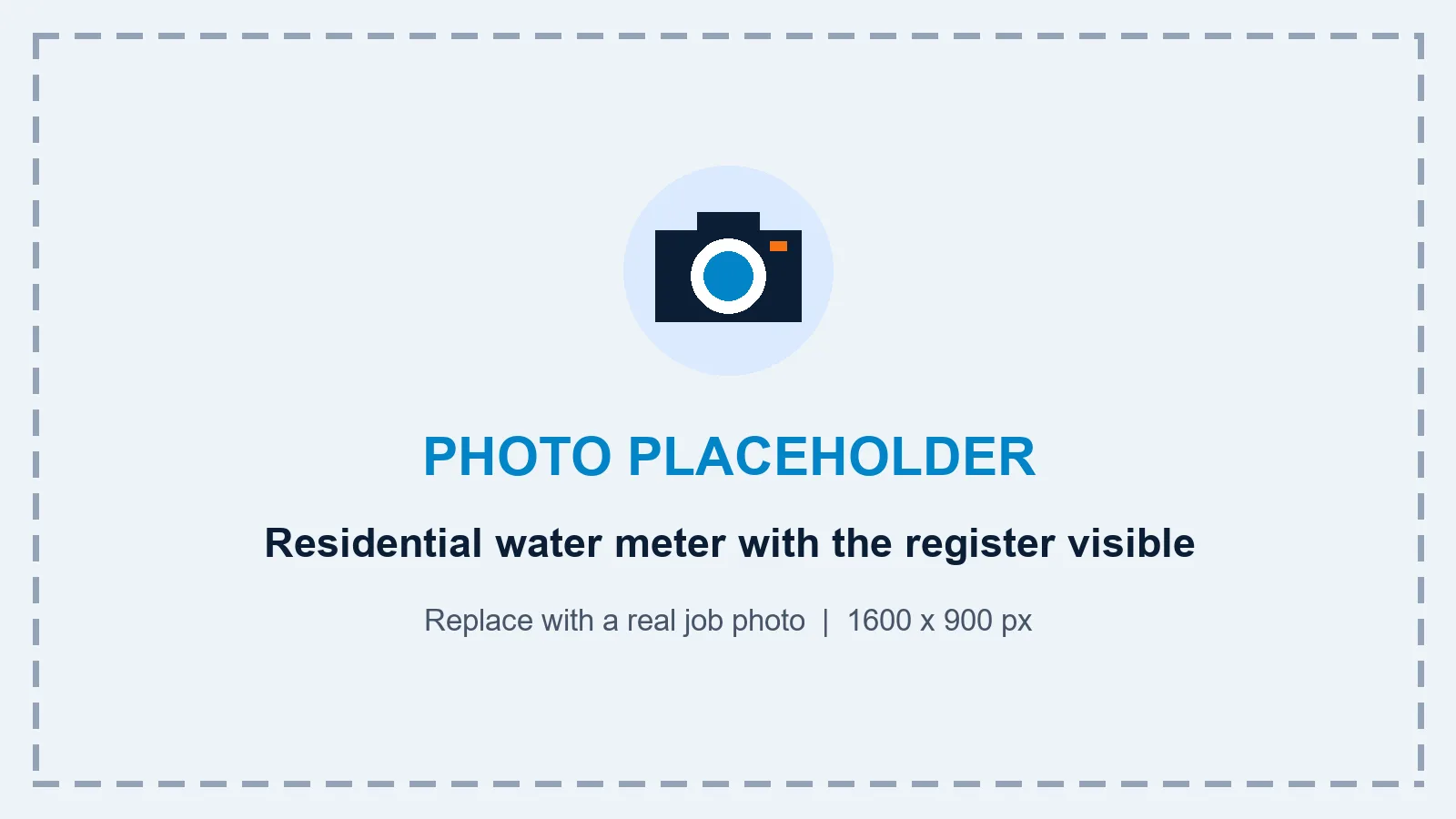 Residential water meter with the register visible
